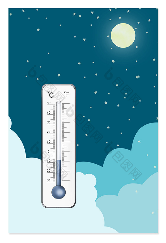 简约夜间温度温度计背景