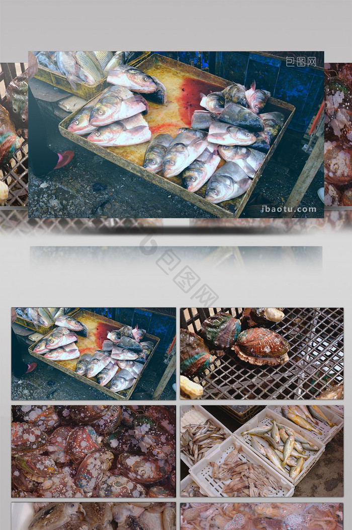 海鲜鲍鱼小龙虾淡水鱼鱼头市场买菜海货逛街