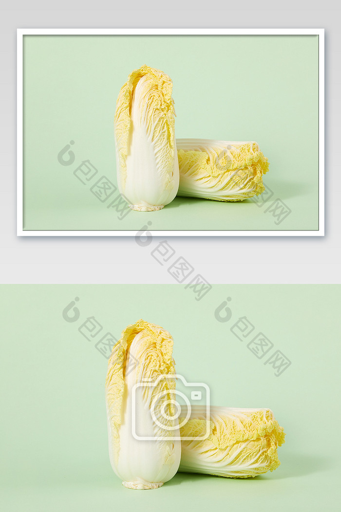 黄色新鲜蔬菜甜口娃娃菜绿色背景摄影图片