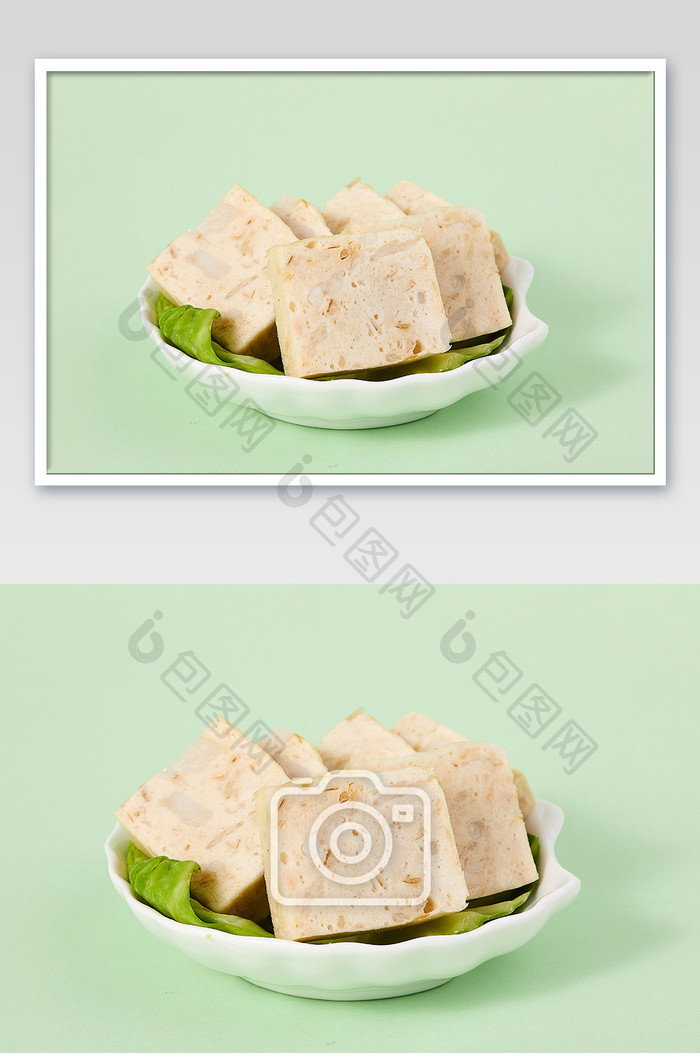 白色美味麻辣烫食材千叶豆腐绿底摄影图片