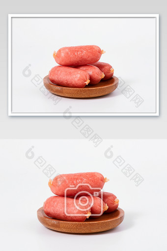 红色亲亲肠白底碟子麻辣烫食材美食摄影图片