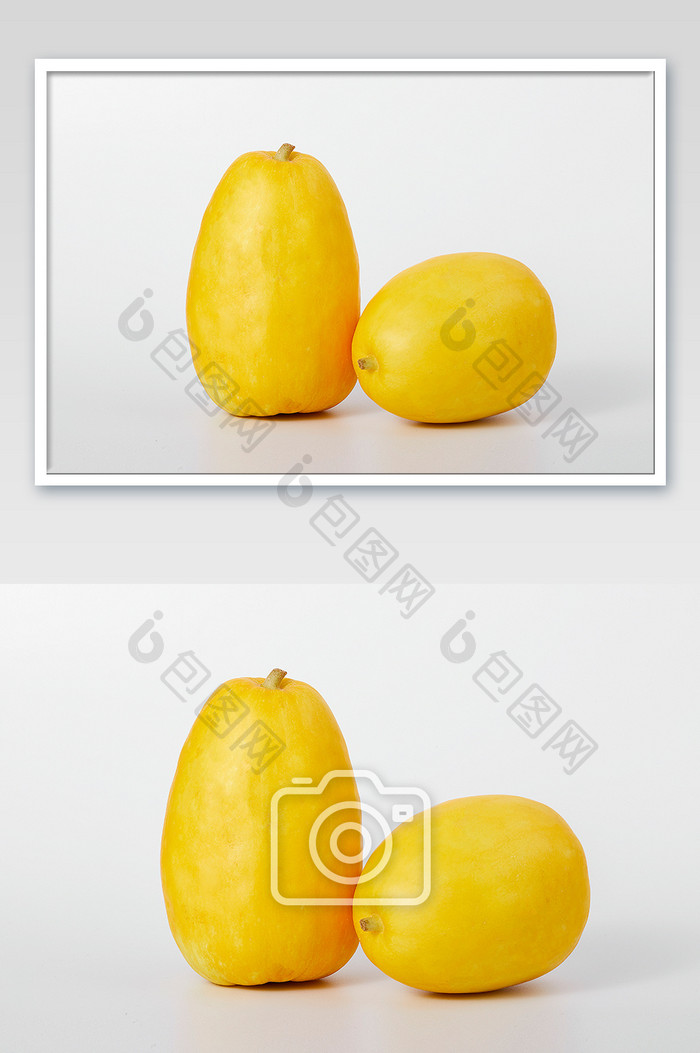 黄色香甜可口甜瓜黄金瓜白色背景摄影图片