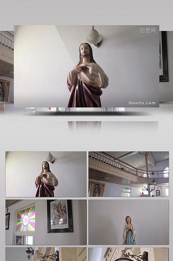 天主教堂礼拜堂内的耶稣圣母和部分摆件图片