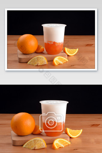 清凉的的橙味牛乳茶摄影图图片