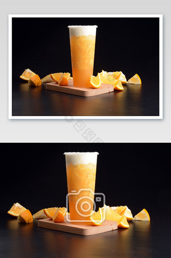 冰爽香橙子奶盖茶