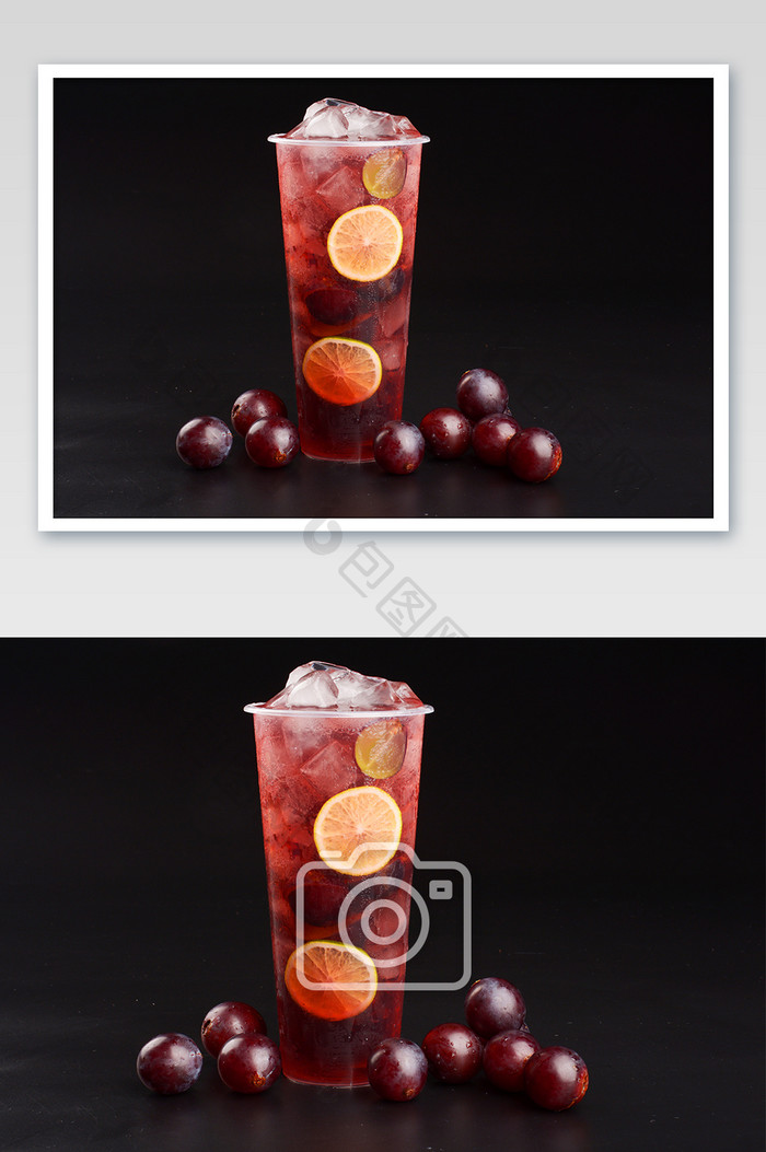 冰爽红葡萄水果茶摄影图