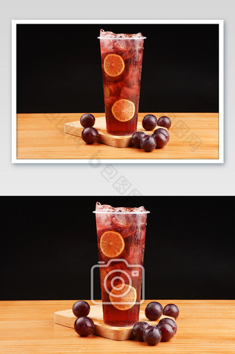 夏日红葡萄水果茶摄影图图片