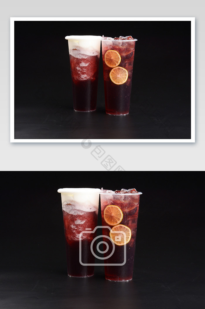 夏日红葡萄水果茶 红葡萄奶盖茶摄影图