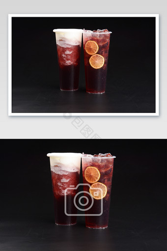 夏日红葡萄水果茶 红葡萄奶盖茶摄影图图片