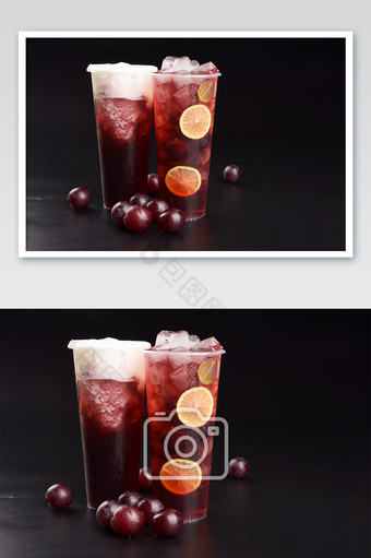冰爽红葡萄水果茶 红葡萄奶盖茶摄影图图片