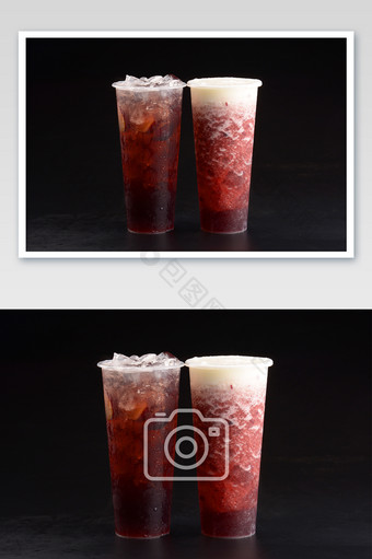 好喝的冰饮红葡萄水果茶 红葡萄奶盖茶摄影图片