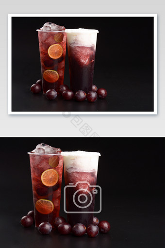 冰爽好美味的红葡萄水果茶 红葡萄奶盖茶摄图片