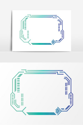 科技感渐变线条边框元素