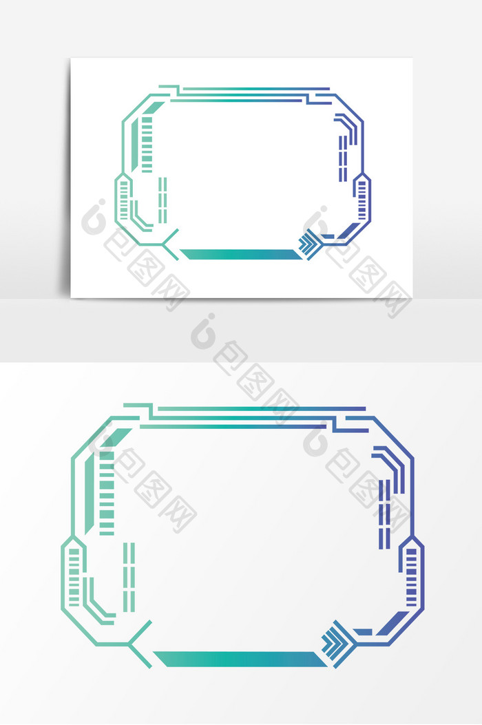 科技感渐变线条边框元素