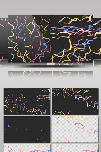 4款飞扬彩带和五彩纸屑的节日包装视频素材图片