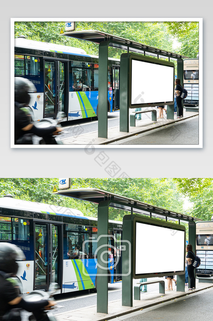 城市基础建设公交站空白广告图户外广告牌图片图片