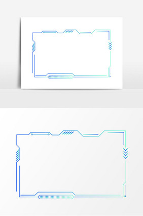 卡通蓝色科技边框矢量素材