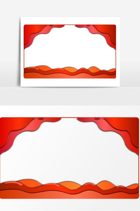 手绘建党建军红绸带边框插画