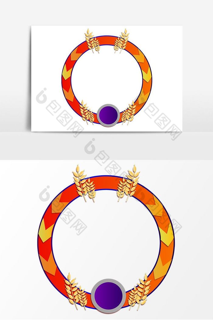 手绘建党建军星徽圆形边框插画