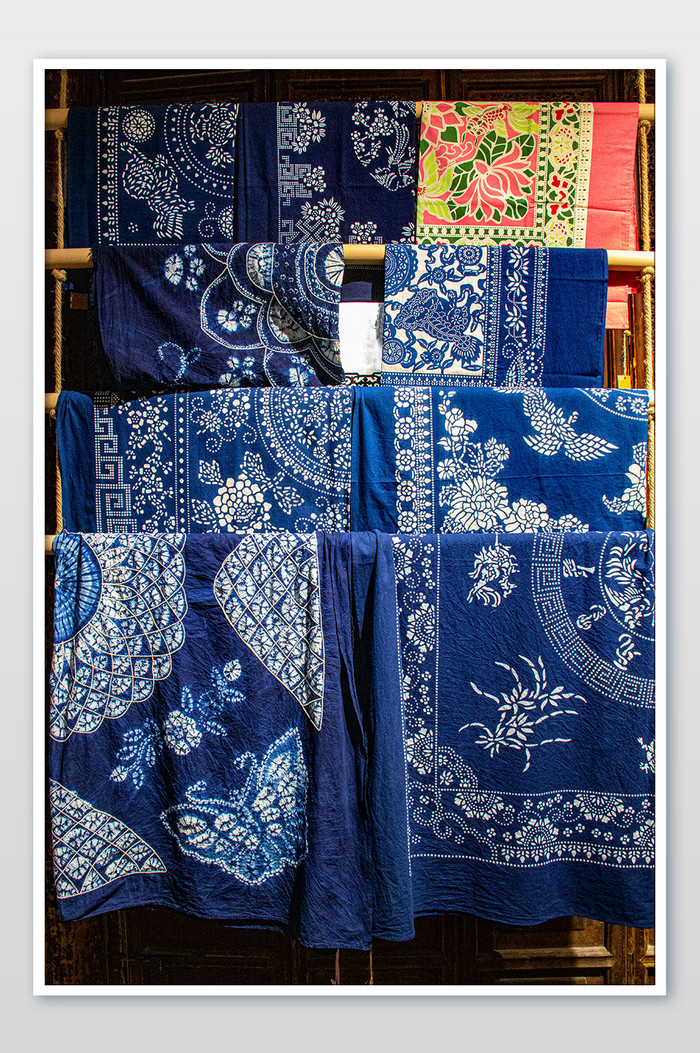 传统文化扎染印花纺织工艺摄影图图片