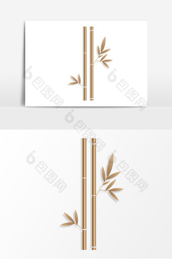 金色金属质感竹子装饰元素图片