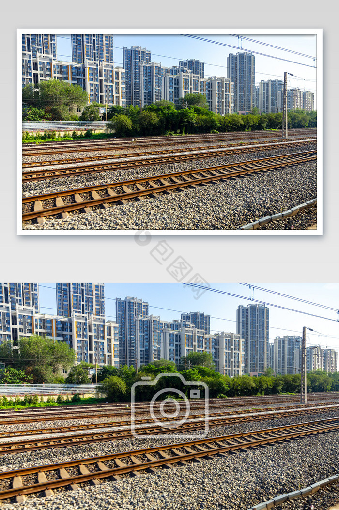 铁路轨道城市高楼图片