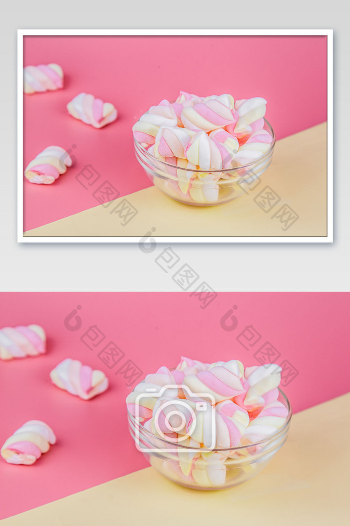 粉色糖果色棉花糖摄影图片
