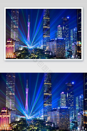 广州蓝色大气城市夜景建筑摄影图片