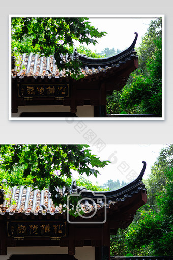 夏季南京总统府古建筑屋檐局部特写摄影图图片