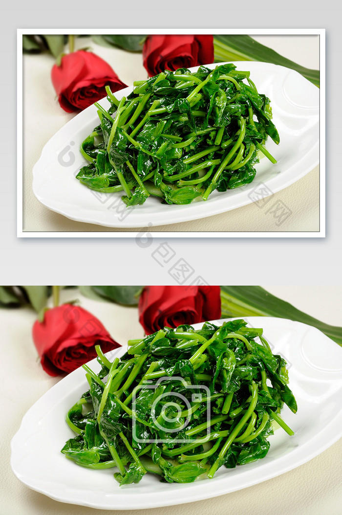 绿色时蔬清炒山野菜摄影图片