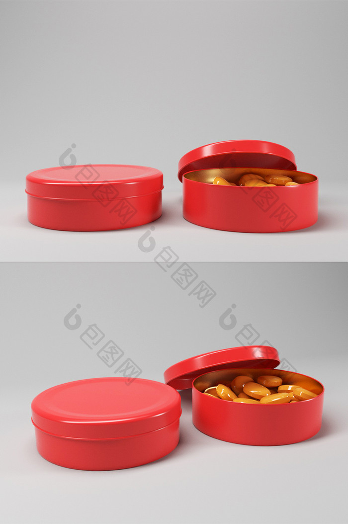 红色糖果盒 产品C4D模型样机（OC）