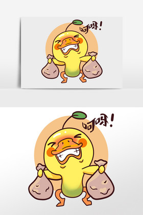 二次元表情包提袋子的大黄鸭