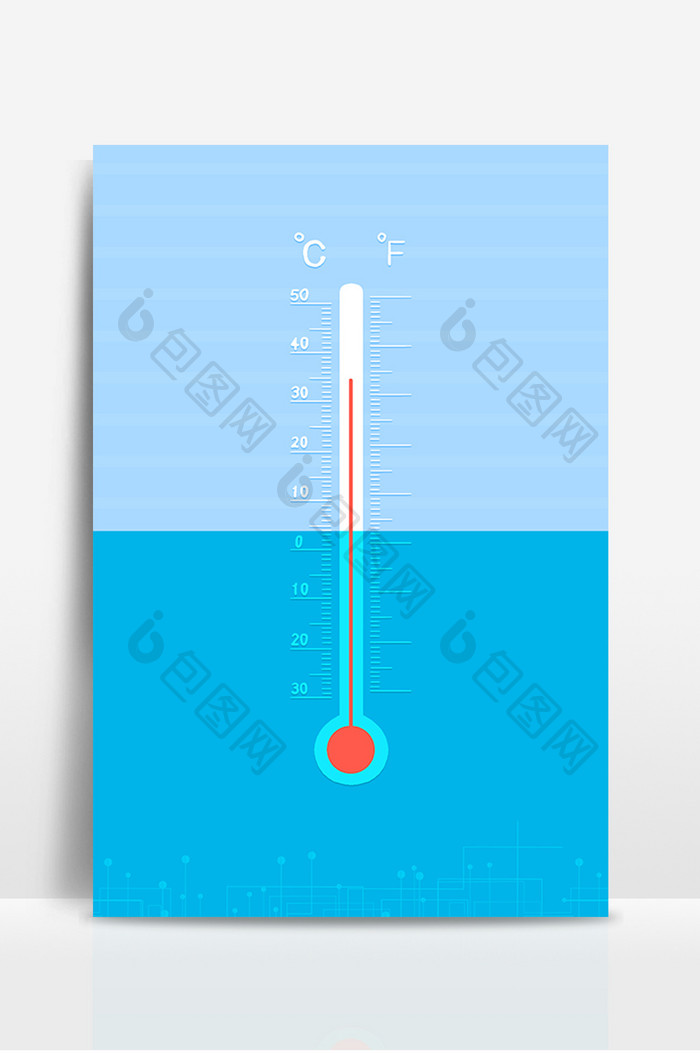 蓝色简约小清新温度计背景