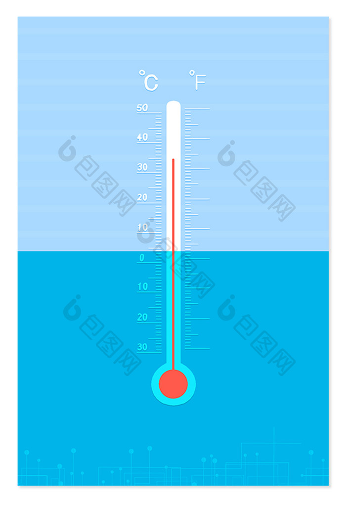 蓝色简约小清新温度计背景