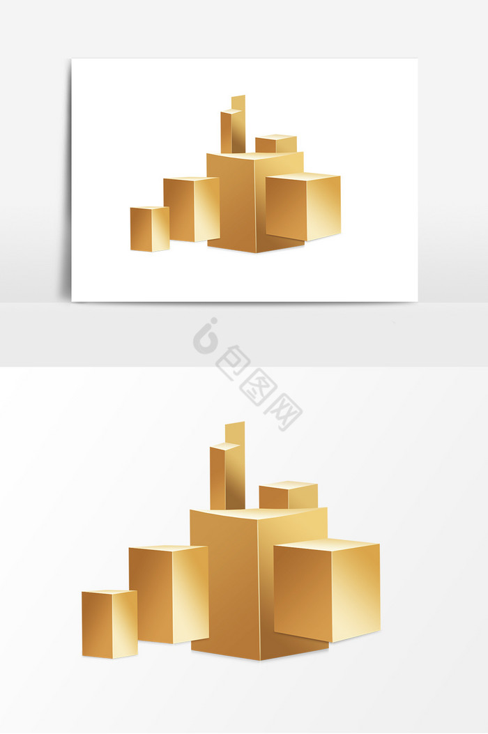 质感金色方块组合装饰图片