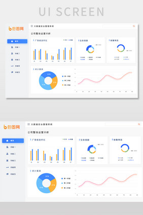 浅色时尚大气后台数据可视化网页界面