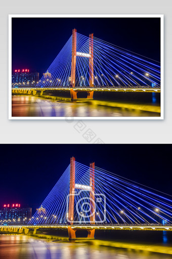 临江门大桥吉林市大气桥梁夜晚光芒图片