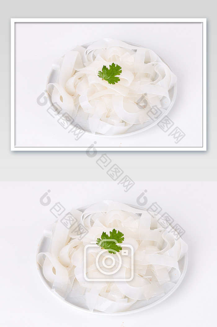 白色凉皮粉条凉菜小菜碟子白底美食摄影图片