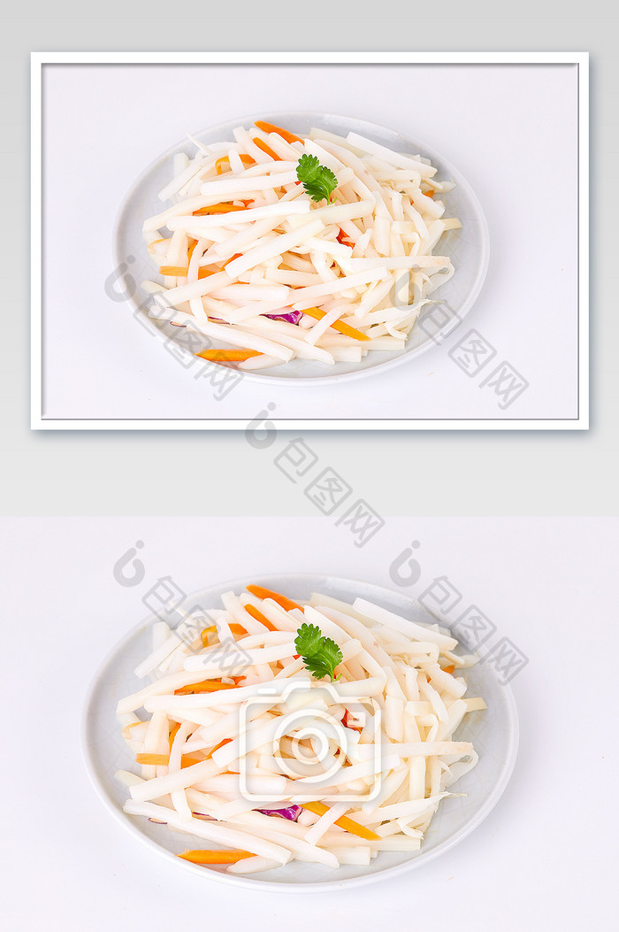 白色笋丝竹笋小菜碟子凉菜美食摄影图片