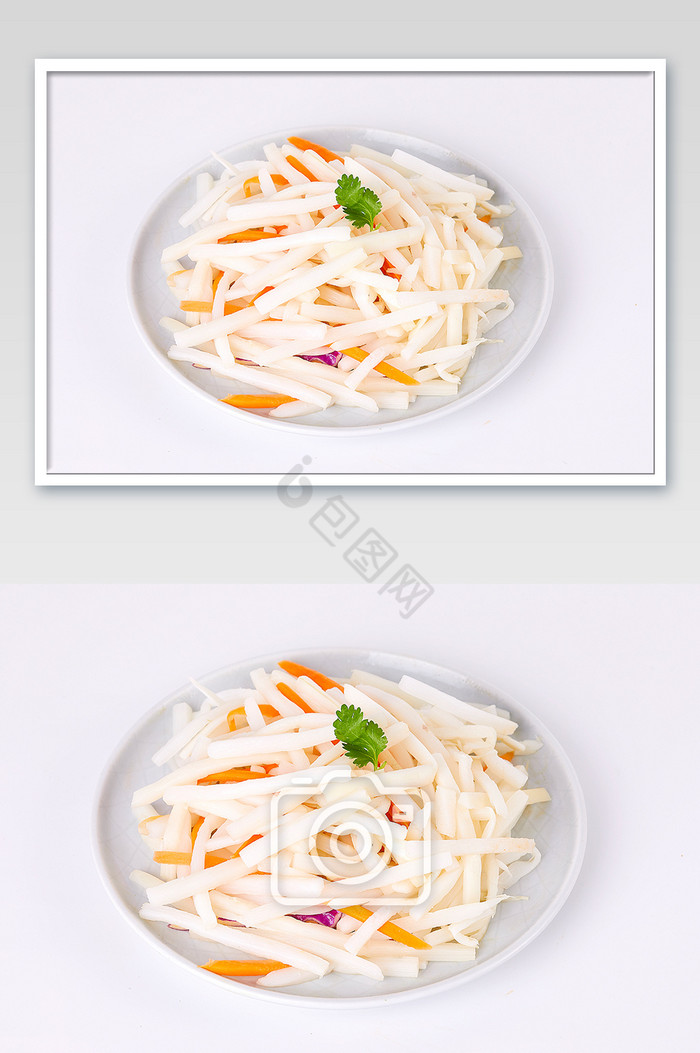 白色笋丝竹笋小菜碟子凉菜美食摄影图片