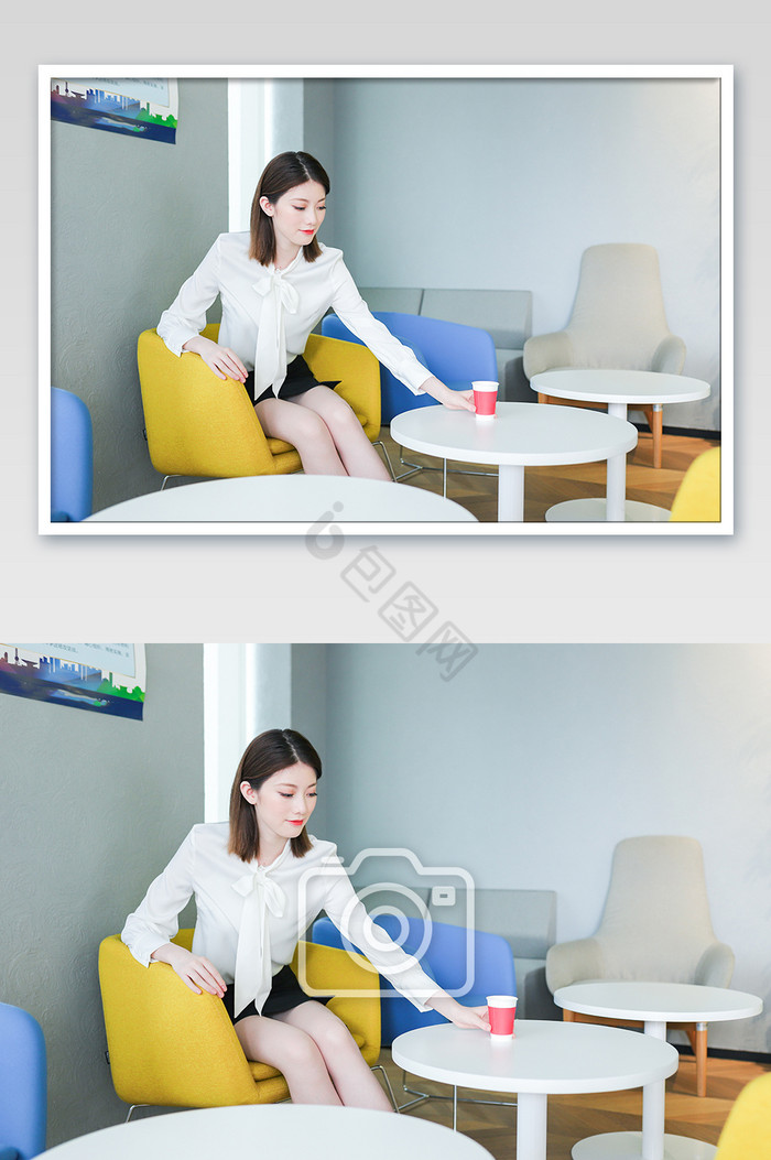 办公室写字楼商务职场女白领茶水间休息图片