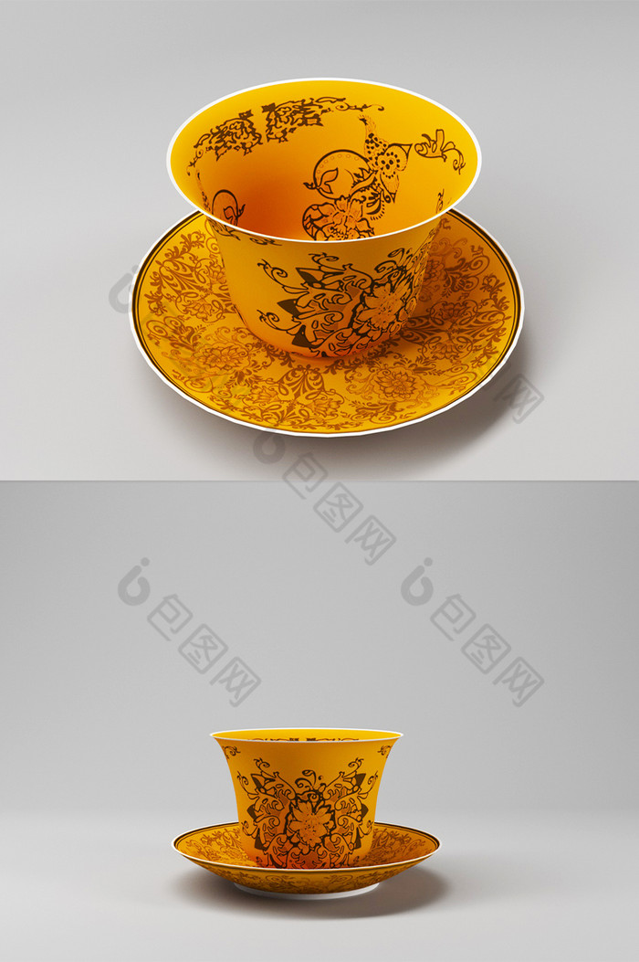 复古茶杯C4D产品模型样机OC渲染器图片图片