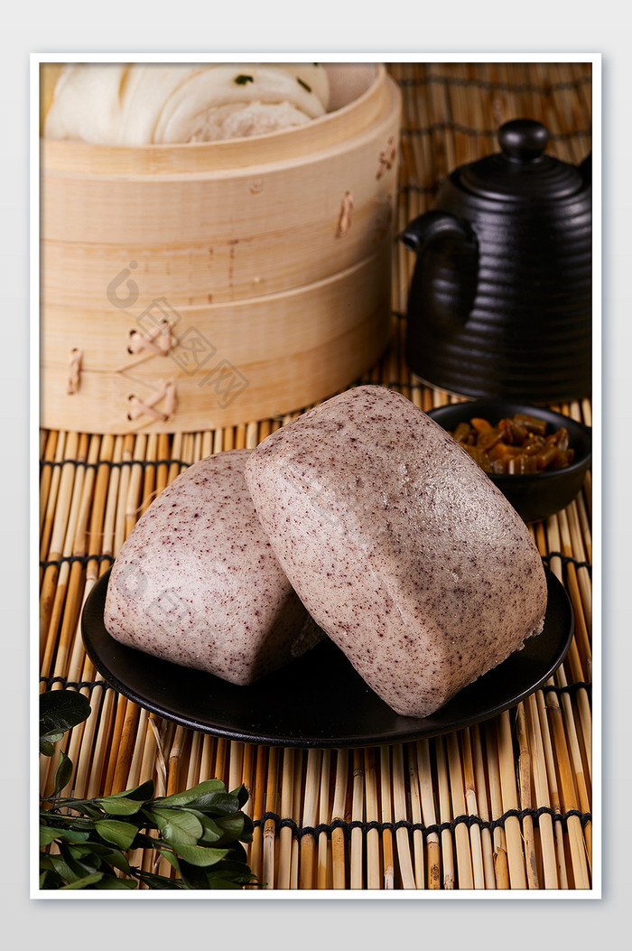 紫薯馒头粗粮面食早点蒸笼干粮美食摄影图片