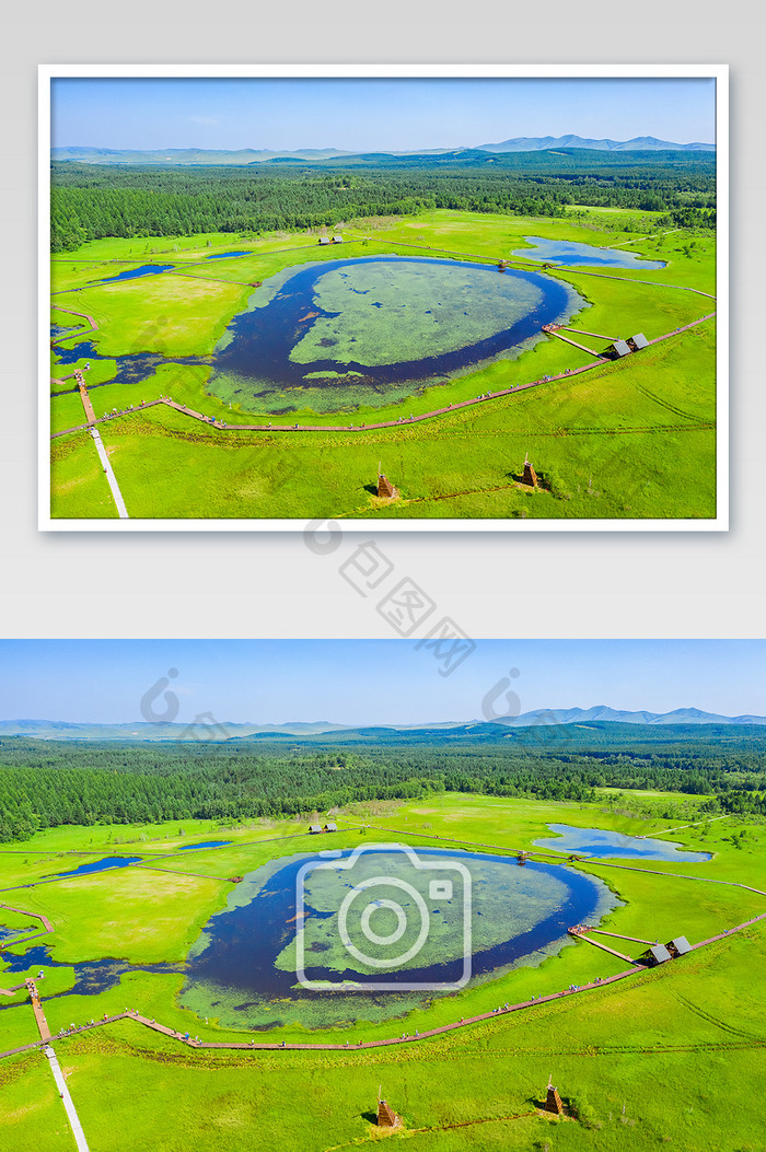 坝上草原的明珠七星湖景区航拍