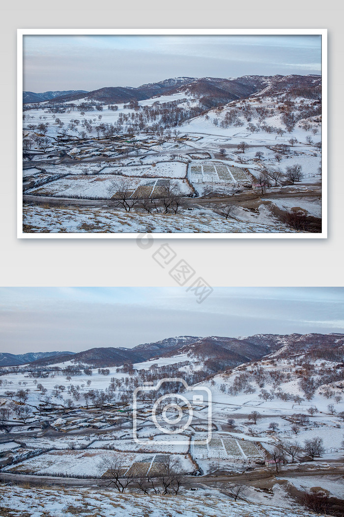白色雪原牧场风光摄影图图片