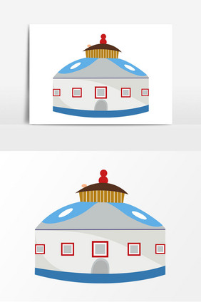手绘白色蒙古包矢量元素