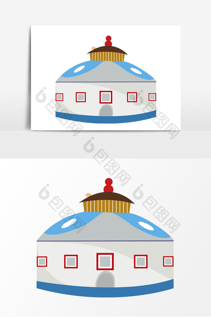 手绘白色蒙古包矢量元素