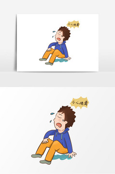 小心地滑女孩踩香蕉摔倒图片