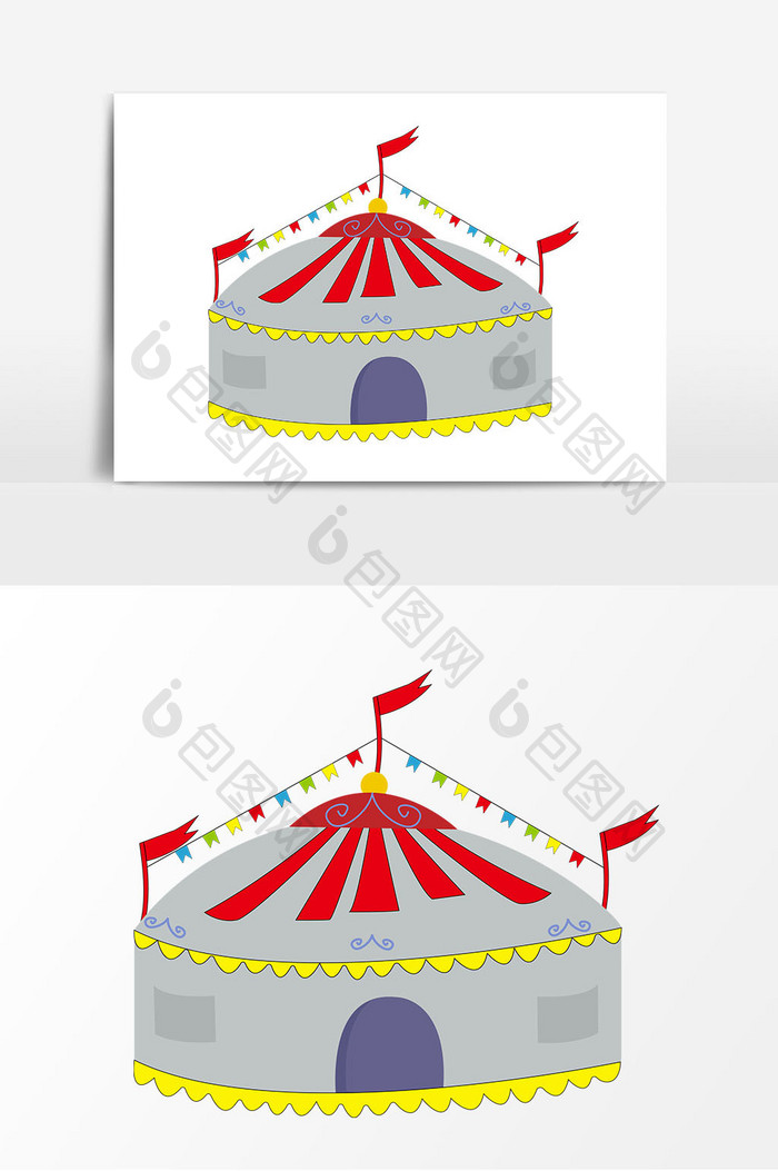 手绘灰色蒙古包矢量元素