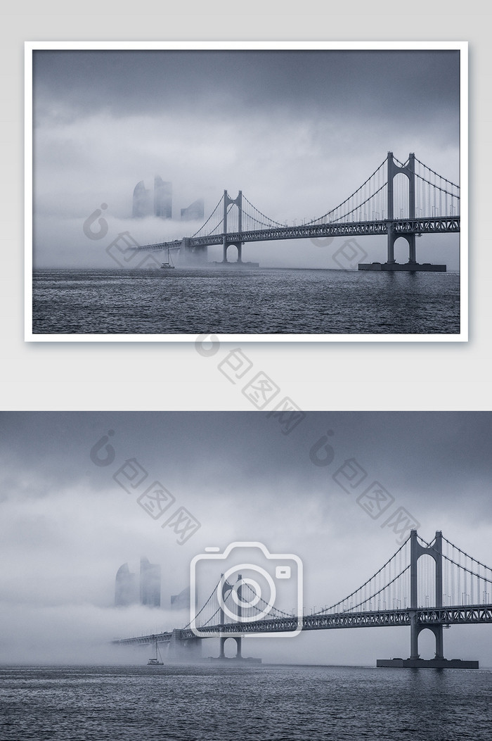 雾气缭绕的跨海大桥